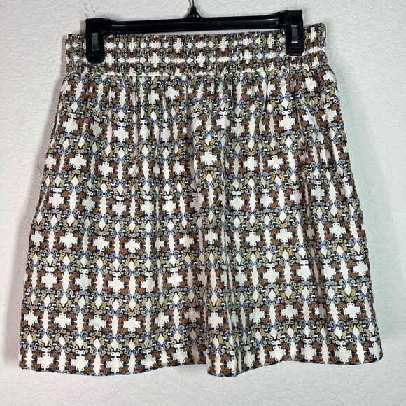 Club Monaco Multi-Color Silk Lined Geometric Print Mini Skirt Womens Size Medium - Picture 3 of 6